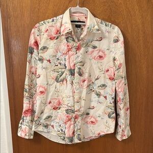 Ralph Lauren Black Label Floral Blouse - Cream and Pink